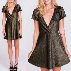 NWT Show Me Your MuMu Peyton Tunic Dress Mini Black Metallic Gold Size Large